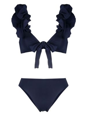 Maygel Coronel ruffle-detail bikini - Blue