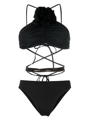 Maygel Coronel ruffle-detail bikini set - Black