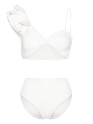 Maygel Coronel ruffled bikini set - White