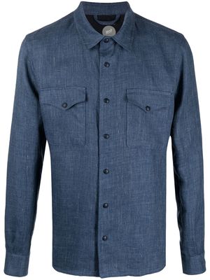 Mazzarelli button-down linen shirt - Blue