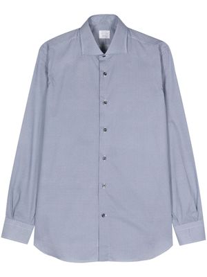 Mazzarelli geometric-pattern cotton shirt - Blue