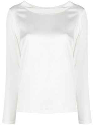 Mazzarelli long-sleeved satin blouse - White