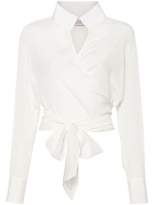 Mazzarelli organza wrap blouse - White