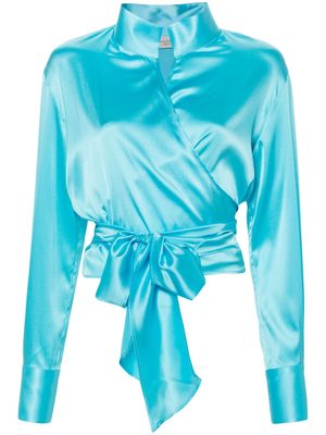 Mazzarelli satin wrap blouse - Blue