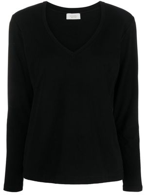 Mazzarelli V-neck long-sleeve T-shirt - Black