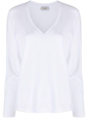 Mazzarelli V-neck long-sleeve T-shirt - White