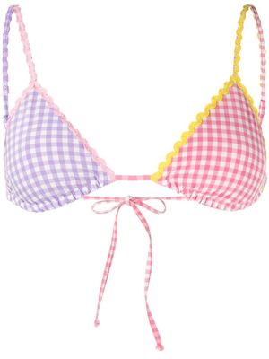 MC2 Saint Barth check-print bikini top - Purple