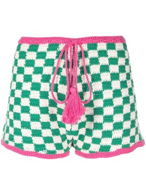 MC2 Saint Barth checkerboard-knit drawstring shorts - Green