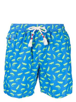 MC2 Saint Barth crocodile-print elasticated swim shorts - Blue