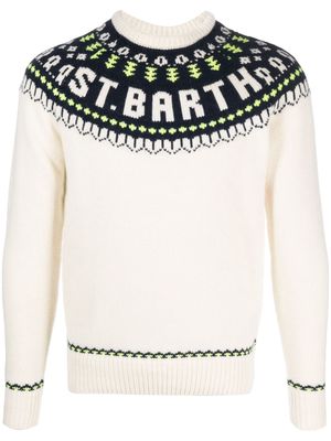 MC2 Saint Barth Fair Isle logo-instarsia knitted jumper - White