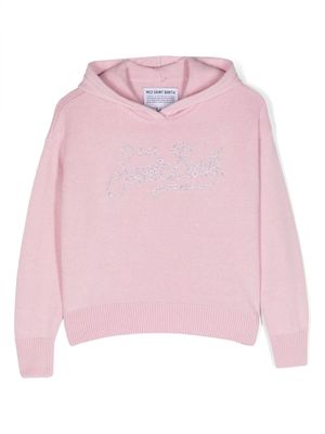 MC2 Saint Barth Kids appliqué-logo knitted hoodie - Pink