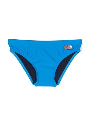 MC2 Saint Barth Kids Billy logo-patch swim trunks - Blue