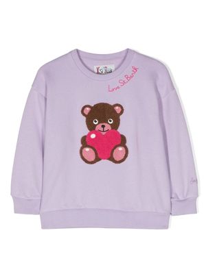 MC2 Saint Barth Kids Briony flocked-logo cotton sweatshirt - Purple