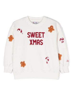 MC2 Saint Barth Kids Briony flocked-slogan cotton sweatshirt - White