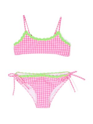 MC2 Saint Barth Kids check-pattern contrast-border bikini - Pink