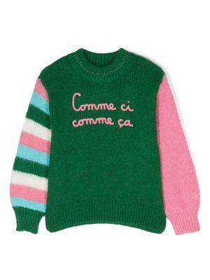 MC2 Saint Barth Kids colour-block ribbed-knit jumper - Green