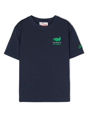 MC2 Saint Barth Kids crocodile-embroidered cotton T-shirt - Blue