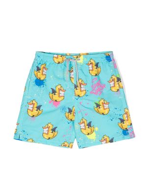 MC2 Saint Barth Kids Ducky Shark-print swim shorts - Blue