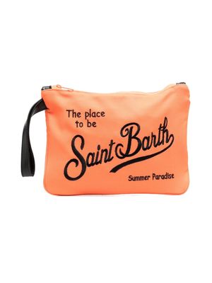 MC2 Saint Barth Kids embroidered-logo cotton bag - Orange