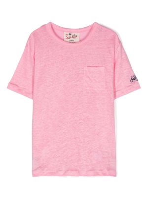 MC2 Saint Barth Kids embroidered-logo linen T-shirt - Pink