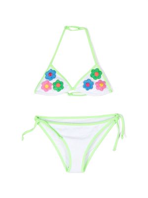 MC2 Saint Barth Kids floral-patch triangle bikini - White