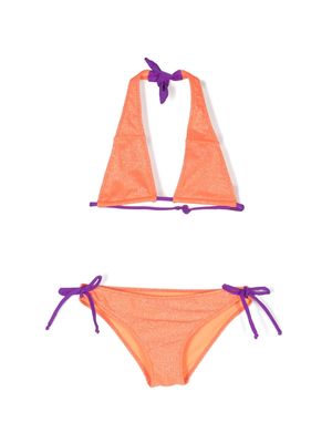 MC2 Saint Barth Kids glitter-detail tie-fastening bikini - Orange
