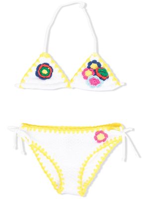 MC2 Saint Barth Kids Holly floral-crochet bikini - White
