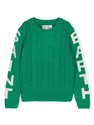 MC2 Saint Barth Kids intarsia-knit logo cable-knit jumper - Green