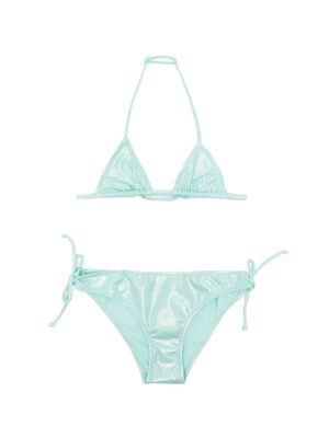 MC2 Saint Barth Kids lamé triangle bikini - Blue