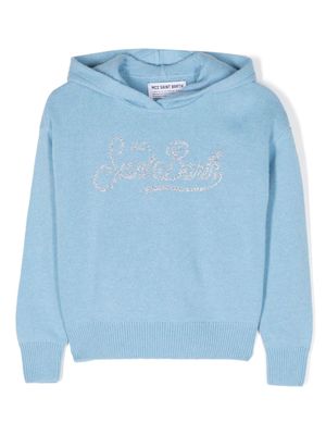 MC2 Saint Barth Kids logo-appliqué knitted hoodie - Blue