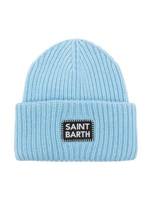 MC2 Saint Barth Kids logo-appliqué ribbed-knit beanie - Blue