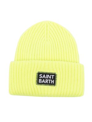 MC2 Saint Barth Kids logo-appliqué ribbed-knit beanie - Yellow