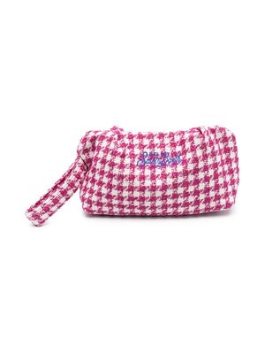 MC2 Saint Barth Kids logo-embroidered houndstooth pouch bag - Pink