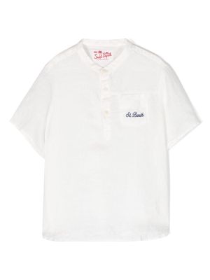 MC2 Saint Barth Kids logo-embroidered linen shirt - White