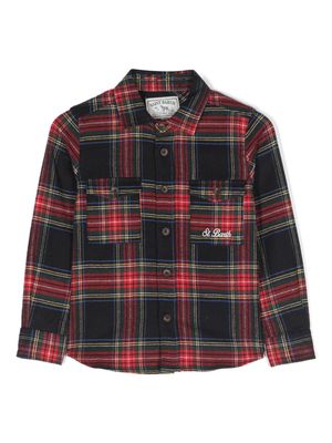 MC2 Saint Barth Kids logo-embroidered tartan shirt