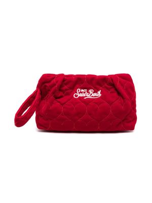 MC2 Saint Barth Kids logo-embroidered velvet pouch bag