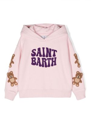MC2 Saint Barth Kids logo-flocked cotton hoodie - Pink
