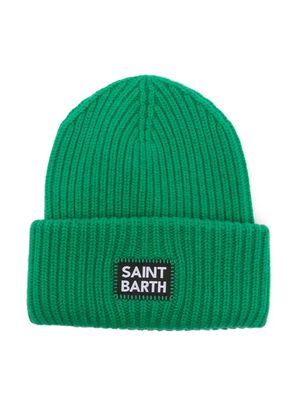 MC2 Saint Barth Kids logo-patch knitted beanie - Green