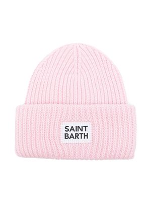 MC2 Saint Barth Kids logo-patch knitted beanie - Pink