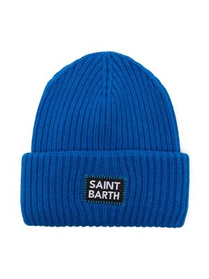 MC2 Saint Barth Kids logo-patch ribbed beanie - Blue