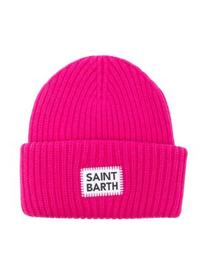 MC2 Saint Barth Kids logo-patch ribbed beanie - Pink