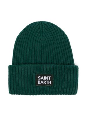 MC2 Saint Barth Kids logo-patch ribbed-knit beanie - Green