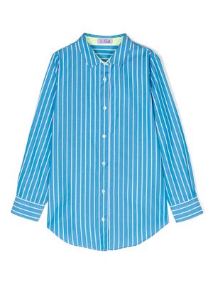 MC2 Saint Barth Kids long-sleeved striped cotton shirt - Blue