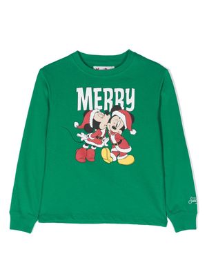 MC2 Saint Barth Kids Mickey Minnie Kissmas-print cotton T-shirt - Green