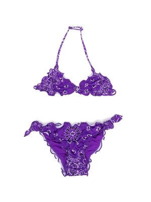 MC2 Saint Barth Kids paisley-print ruffled bikini - Purple