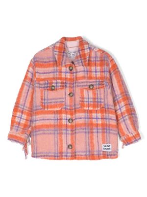 MC2 Saint Barth Kids plaid-check pattern fringed shirt jacket - Orange