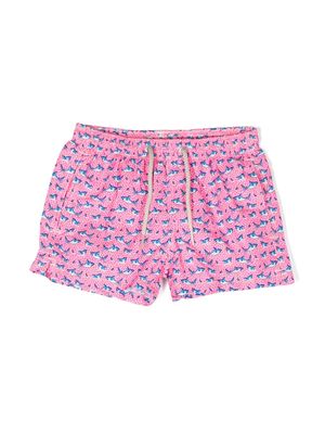 MC2 Saint Barth Kids shark-print swim shorts - Pink