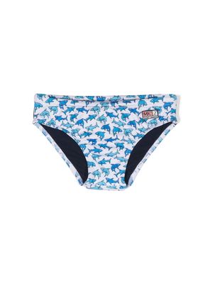 MC2 Saint Barth Kids shark-print swim trunks - White