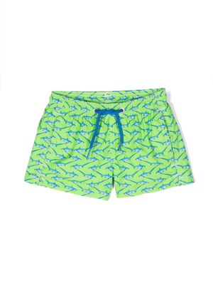 MC2 Saint Barth Kids shark-print swimming shorts - Green