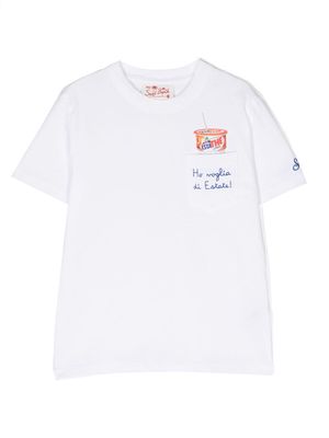 MC2 Saint Barth Kids slogan-embroidered cotton T-shirt - White